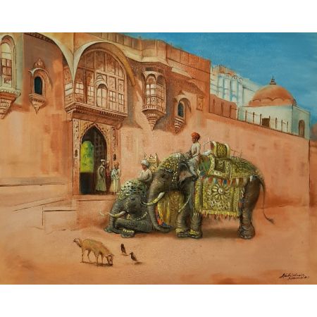 Elephants Outside fort