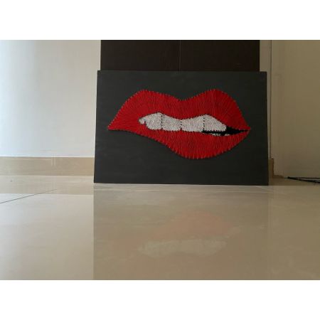 Red Lip Thread Art