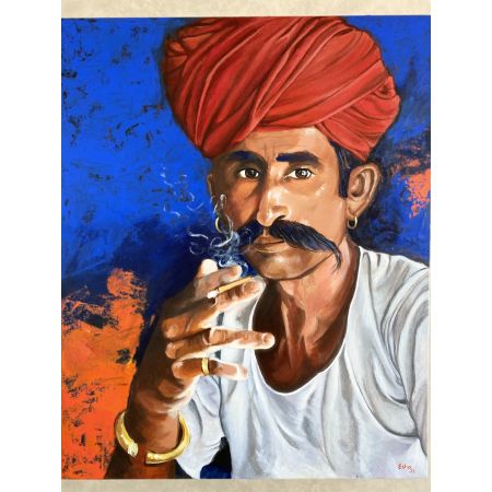 The Gaze - smoking men wearing a red turban