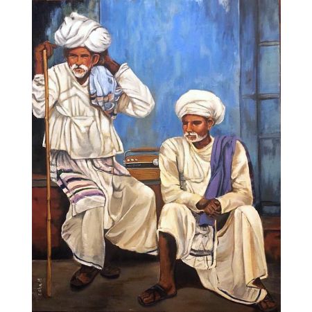 Original art - Two old men conversing 
