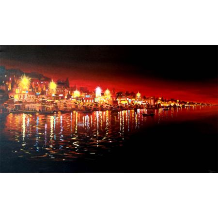 Night Reflection in Varanasi Ghat