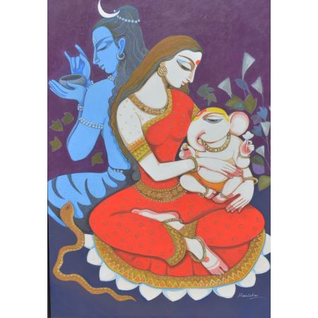 Shiva, Gauri and Bal Ganesh