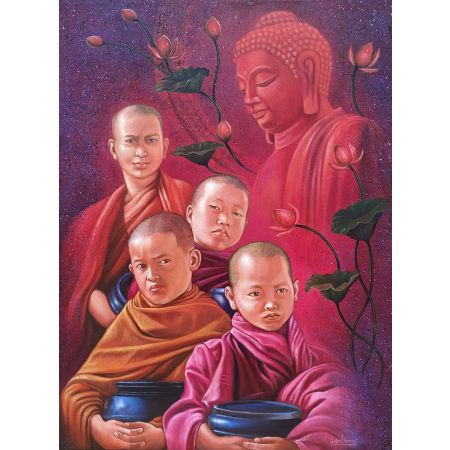 Monks with Buddha