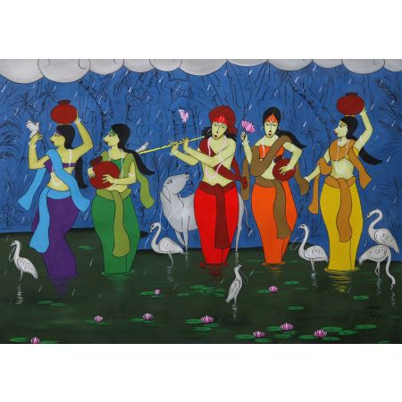 Krishna with Sakhis