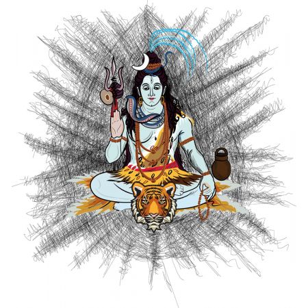 lord Shiva sitting on tiger skin