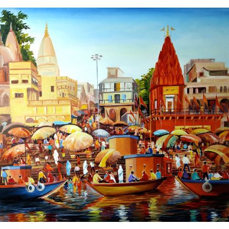 Colorful Morning Varanasi Ghat